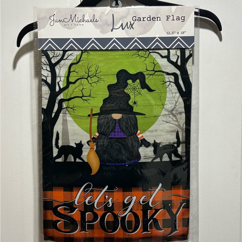 Jan Michaels Lux Halloween Garden Flag - Black, Green, and Orange